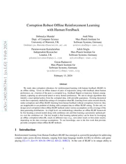 Corruption Robust Offline Reinforcement Learning with Human Feedback
