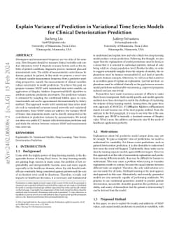 Explain Variance of Prediction in Variational Time Series Models for
  Clinical Deterioration Prediction