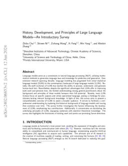 History, Development, and Principles of Large Language Models-An
  Introductory Survey