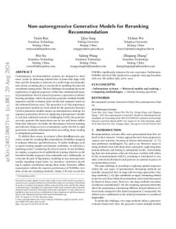 Non-autoregressive Generative Models for Reranking Recommendation