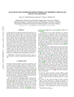Analysis of Self-Supervised Speech Models on Children's Speech and
  Infant Vocalizations