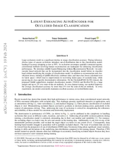 Latent Enhancing AutoEncoder for Occluded Image Classification