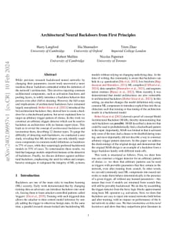 Architectural Neural Backdoors from First Principles