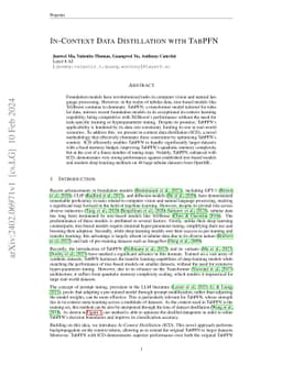 In-Context Data Distillation with TabPFN