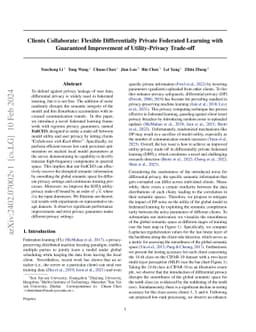 Clients Collaborate: Flexible Differentially Private Federated Learning with Guaranteed Improvement of Utility-Privacy Trade-off