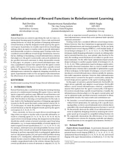Informativeness of Reward Functions in Reinforcement Learning