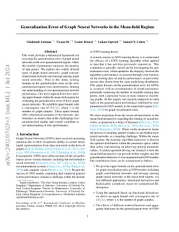 Generalization Error of Graph Neural Networks in the Mean-field Regime