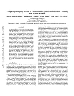 Using Large Language Models to Automate and Expedite Reinforcement
  Learning with Reward Machine