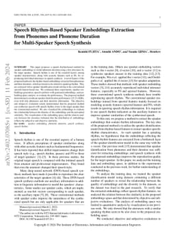 Speech Rhythm-Based Speaker Embeddings Extraction from Phonemes and
  Phoneme Duration for Multi-Speaker Speech Synthesis