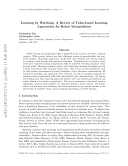 Learning by Watching: A Review of Video-based Learning Approaches for
  Robot Manipulation