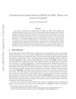 A hybrid iterative method based on MIONet for PDEs: Theory and numerical
  examples
