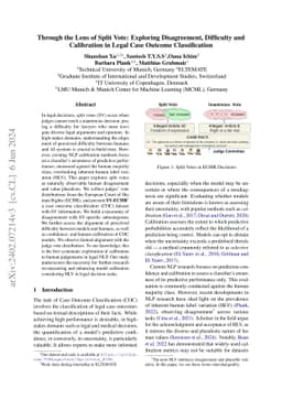 Through the Lens of Split Vote: Exploring Disagreement, Difficulty and
  Calibration in Legal Case Outcome Classification
