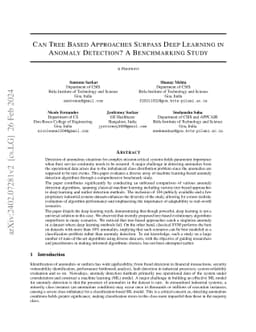 Can Tree Based Approaches Surpass Deep Learning in Anomaly Detection? A
  Benchmarking Study