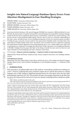 Insights into Natural Language Database Query Errors: From Attention
  Misalignment to User Handling Strategies
