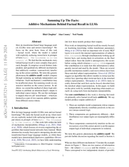 Summing Up the Facts: Additive Mechanisms Behind Factual Recall in LLMs