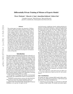 Differentially Private Training of Mixture of Experts Models