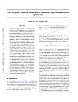 Noise-Adaptive Confidence Sets for Linear Bandits and Application to
  Bayesian Optimization
