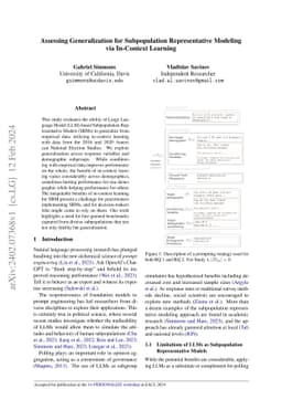 Assessing Generalization for Subpopulation Representative Modeling via
  In-Context Learning