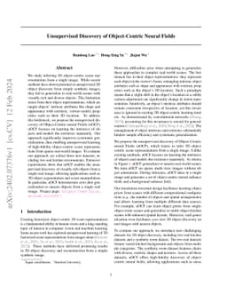Unsupervised Discovery of Object-Centric Neural Fields