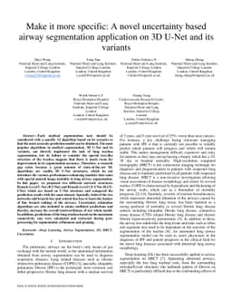 Make it more specific: A novel uncertainty based airway segmentation
  application on 3D U-Net and its variants