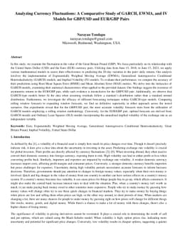 Analyzing Currency Fluctuations: A Comparative Study of GARCH, EWMA, and
  IV Models for GBP/USD and EUR/GBP Pairs