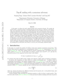 Top-$K$ ranking with a monotone adversary