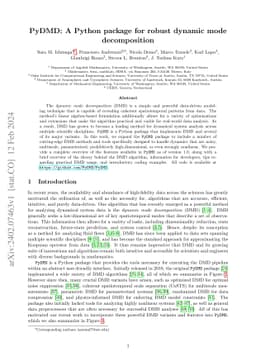 PyDMD: A Python package for robust dynamic mode decomposition
