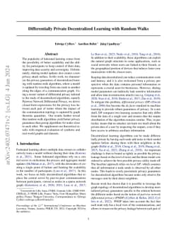 Differentially Private Decentralized Learning with Random Walks
