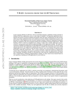 T-RAG: Lessons from the LLM Trenches