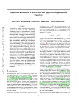 Correctness Verification of Neural Networks Approximating Differential
  Equations