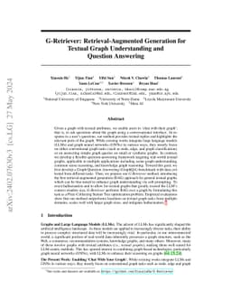 G-Retriever: Retrieval-Augmented Generation for Textual Graph
  Understanding and Question Answering