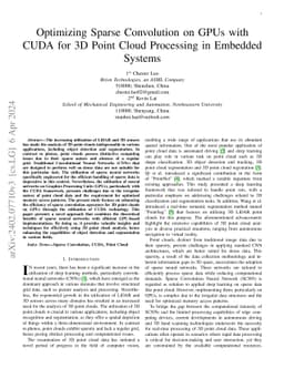Optimizing Sparse Convolution on GPUs with CUDA for 3D Point Cloud
  Processing in Embedded Systems