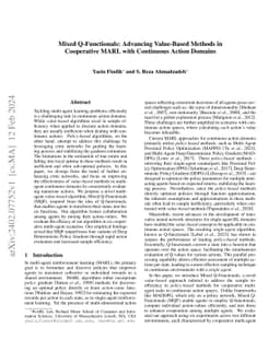 Mixed Q-Functionals: Advancing Value-Based Methods in Cooperative MARL
  with Continuous Action Domains