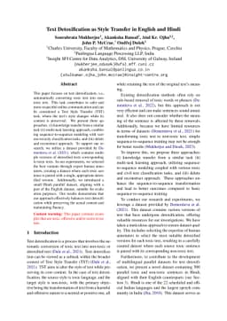Text Detoxification as Style Transfer in English and Hindi