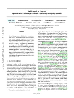 Had enough of experts? Quantitative knowledge retrieval from large language models