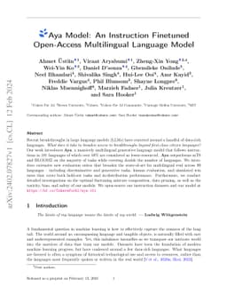 Aya Model: An Instruction Finetuned Open-Access Multilingual Language
  Model