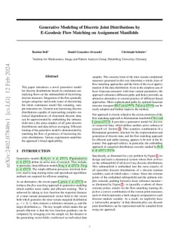 Generative Modeling of Discrete Joint Distributions by E-Geodesic Flow
  Matching on Assignment Manifolds