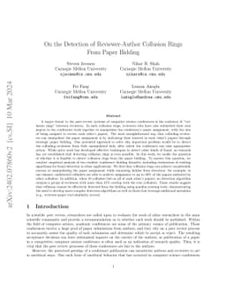 On the Detection of Reviewer-Author Collusion Rings From Paper Bidding