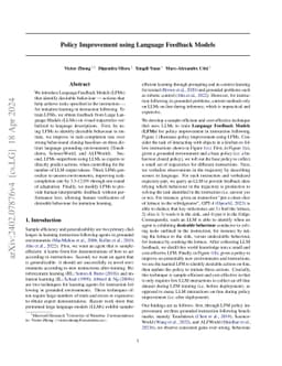 Policy Improvement using Language Feedback Models
