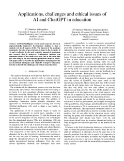 Applications, challenges and ethical issues of AI and ChatGPT in
  education