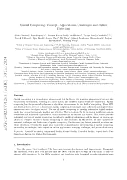 Spatial Computing: Concept, Applications, Challenges and Future
  Directions
