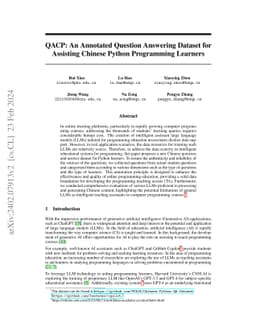 QACP: An Annotated Question Answering Dataset for Assisting Chinese
  Python Programming Learners