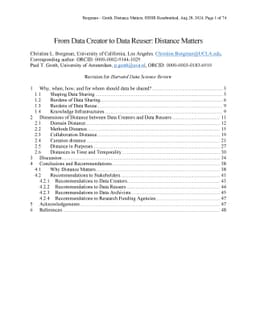 From Data Creator to Data Reuser: Distance Matters