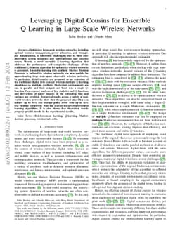 Leveraging Digital Cousins for Ensemble Q-Learning in Large-Scale
  Wireless Networks