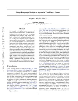 Large Language Models as Agents in Two-Player Games