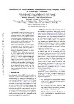 Investigating the Impact of Data Contamination of Large Language Models
  in Text-to-SQL Translation