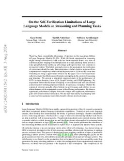On the Self-Verification Limitations of Large Language Models on
  Reasoning and Planning Tasks