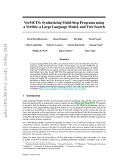 VerMCTS: Synthesizing Multi-Step Programs using a Verifier, a Large
  Language Model, and Tree Search
