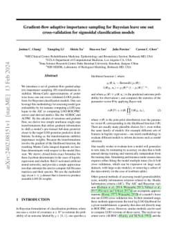 Gradient-flow adaptive importance sampling for Bayesian leave one out
  cross-validation for sigmoidal classification models