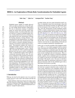 BBSEA: An Exploration of Brain-Body Synchronization for Embodied Agents